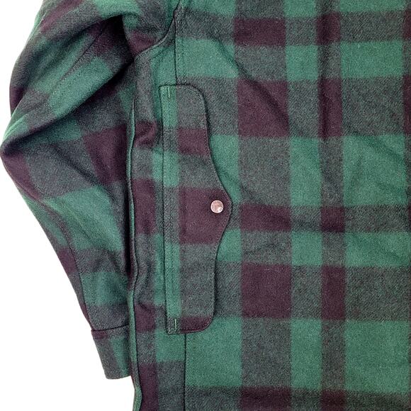 Filson 1940s Mackinaw Wool Cruiser Jacket Green & Black Plaid Sz L - Picture 6 of 8